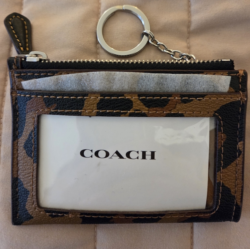 Coach Leopard Print Keychain Wallet